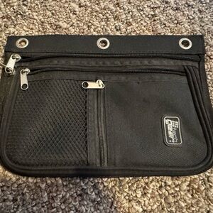 Black Zippered Pouch with Metal Accents